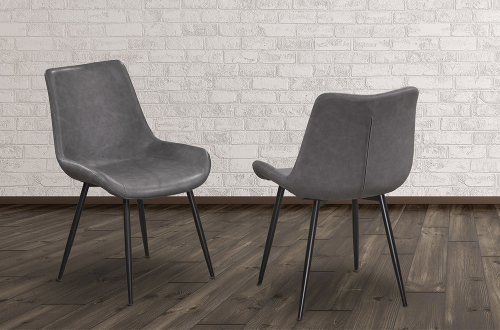 Set of 2 grey air suede bucket dining chairs with plush seating