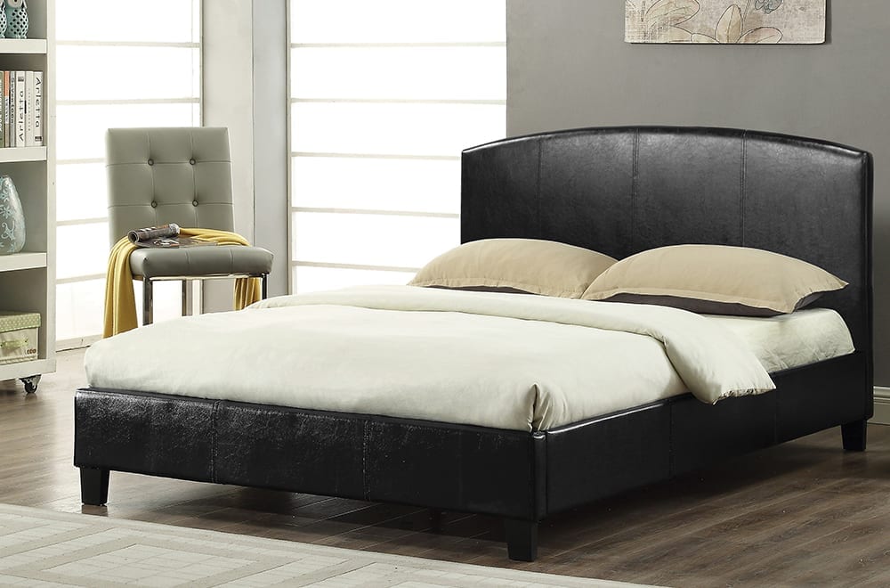 Black single platform bed with leatherette finish – made in Canada