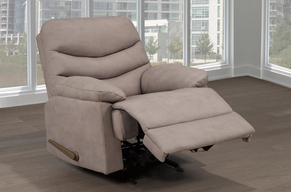 mocha air suede swivel rocker recliner chair