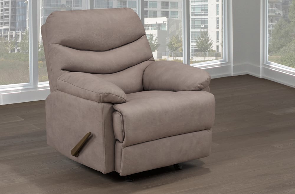 mocha air suede swivel rocker recliner chair