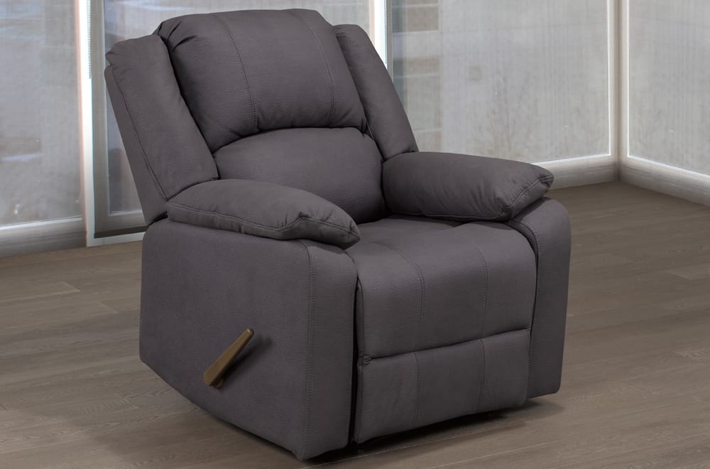 grey air suede swivel rocker recliner chair