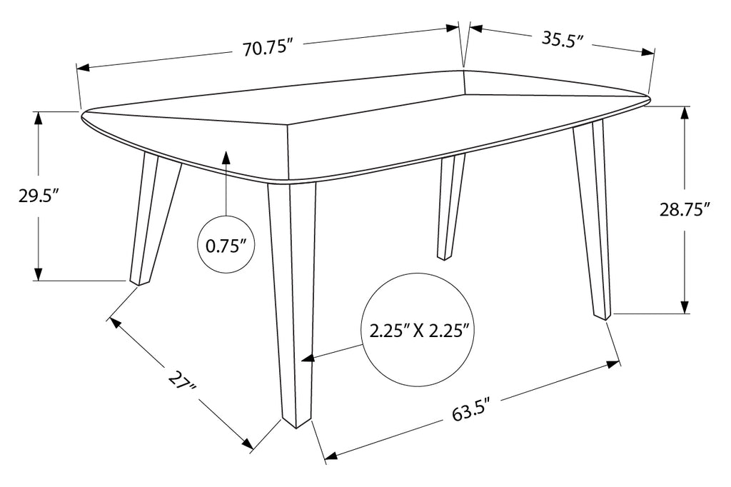 Table à manger rectangulaire en noyer du milieu du siècle, 183 cm, pieds en bois massif