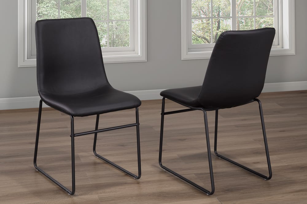 contemporary dining chair black leatherette steel legs