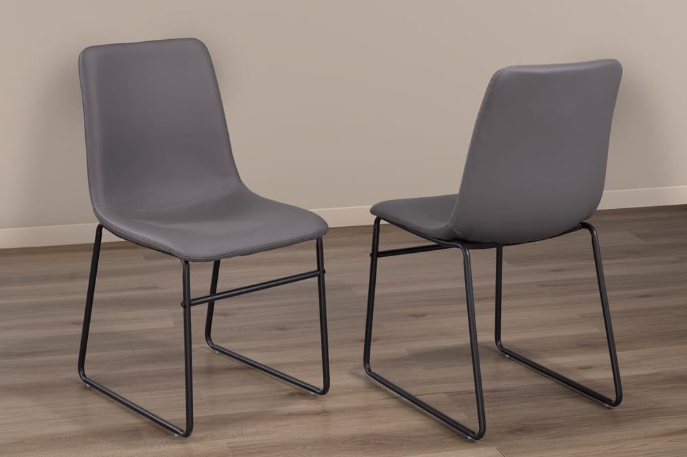 contemporary dining chair grey leatherette steel legs
