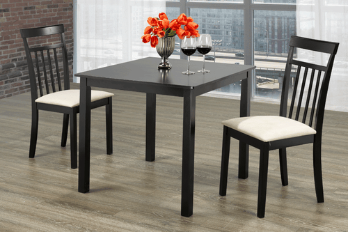 3-Piece Classic Dining Set with Beige Padded Seats