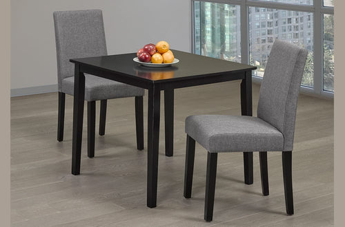 3-Piece Contemporary Dining Set with Grey Linen Chairs