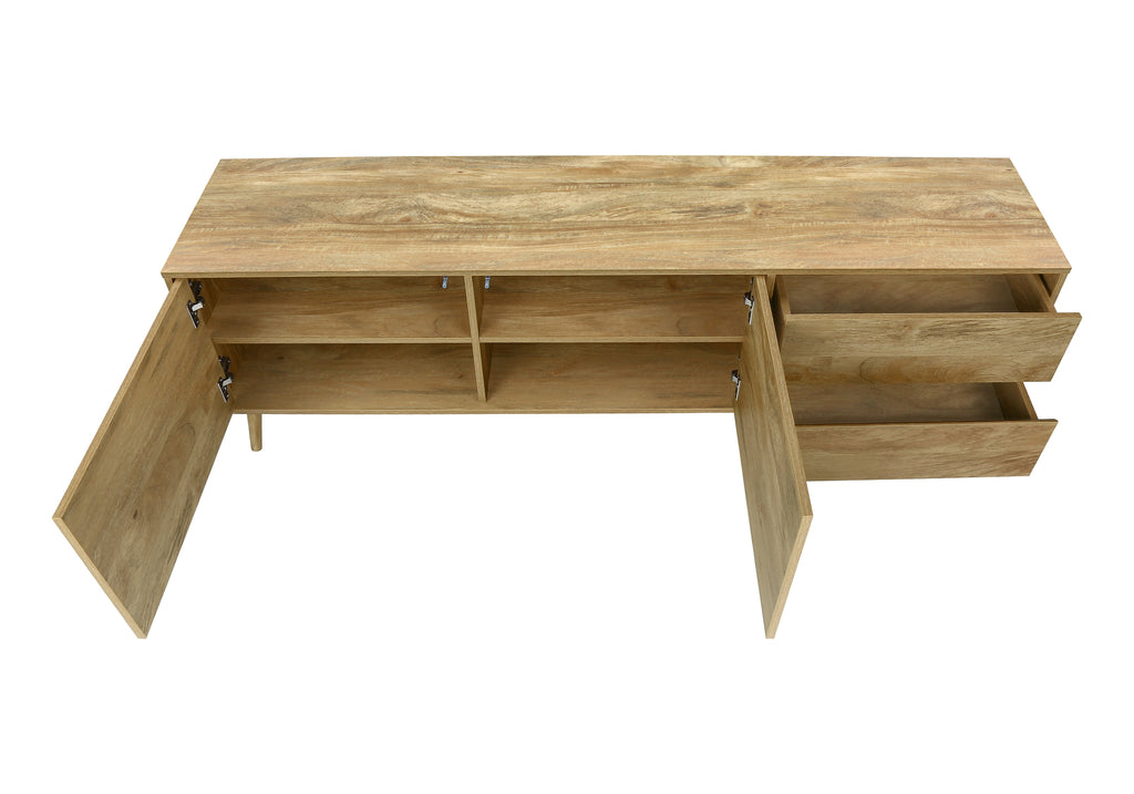 Meuble TV Mid-Century 72" avec rangement — Noyer