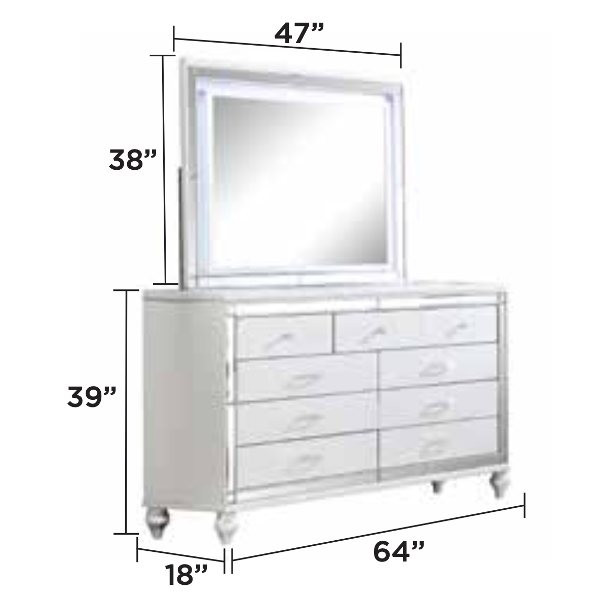 Ensemble de chambre à coucher élégant King Size — Blanc