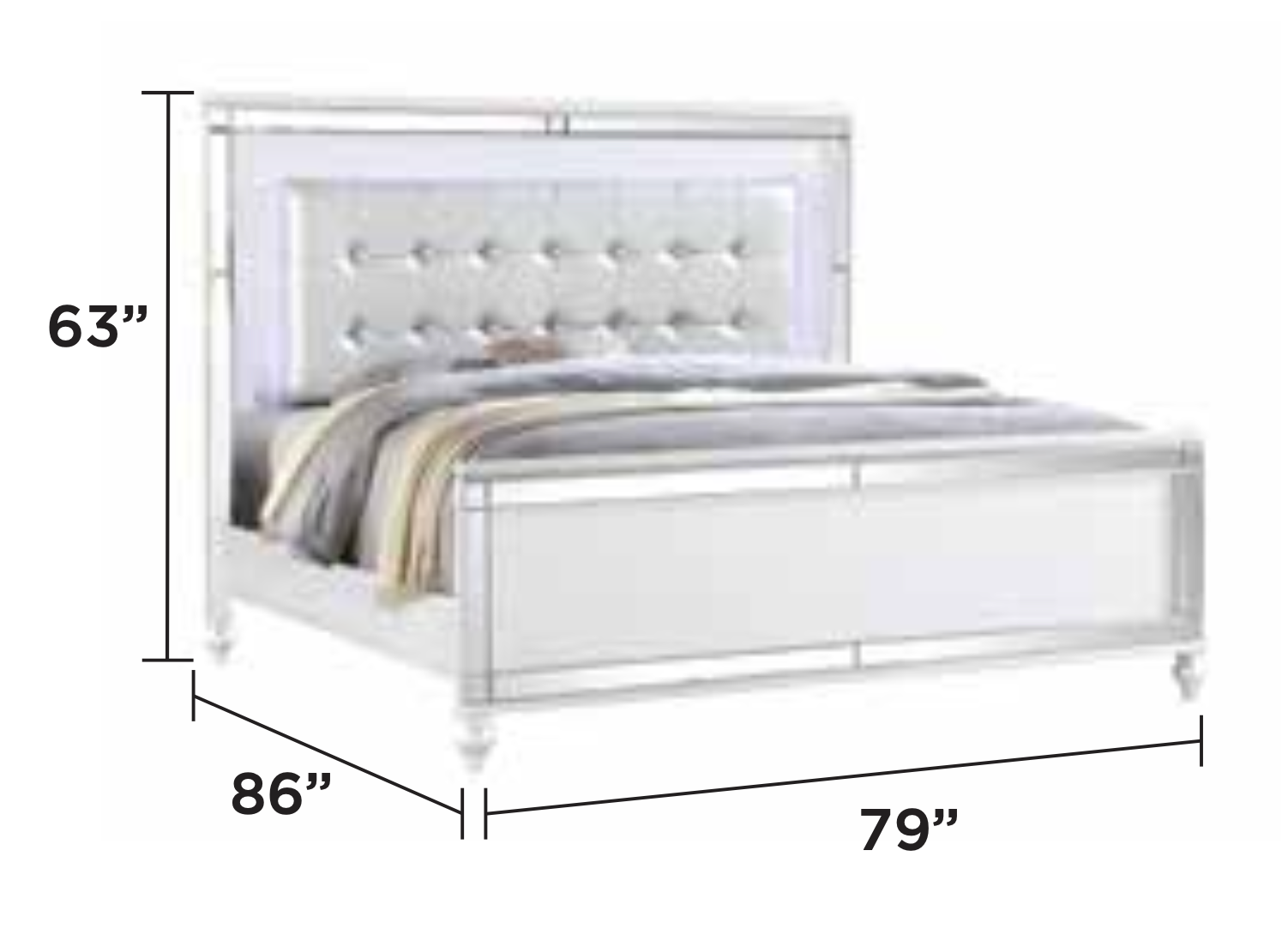 Ensemble de chambre à coucher élégant King Size — Blanc