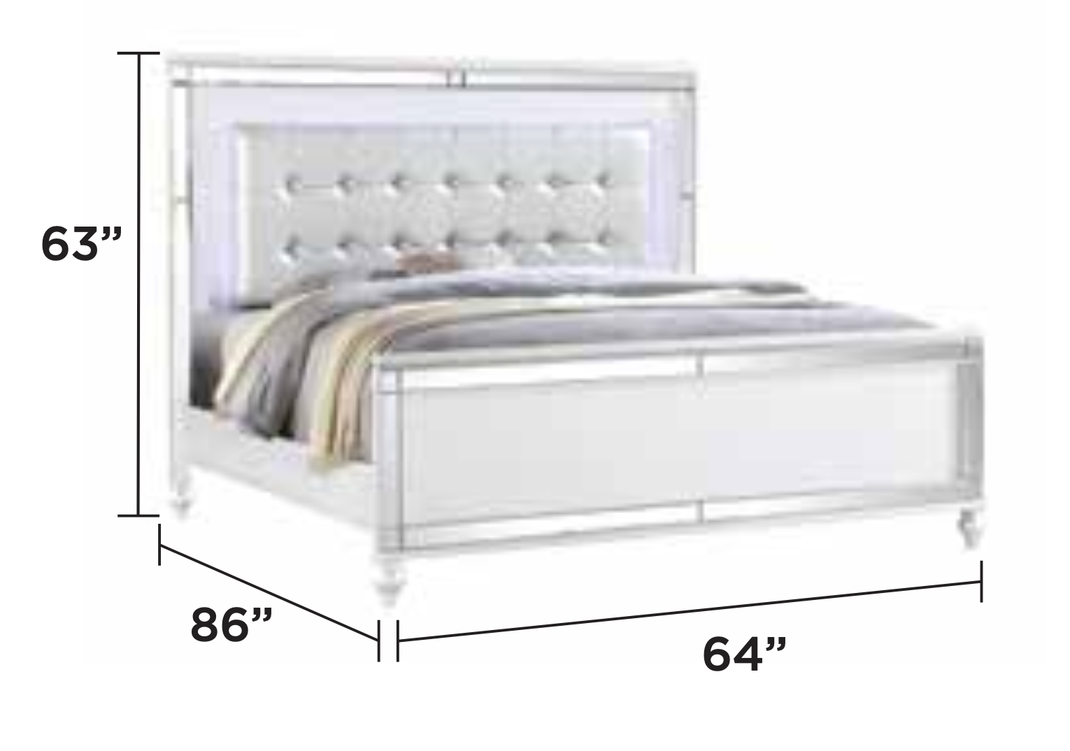 Elegant Bedroom Set Queen— White
