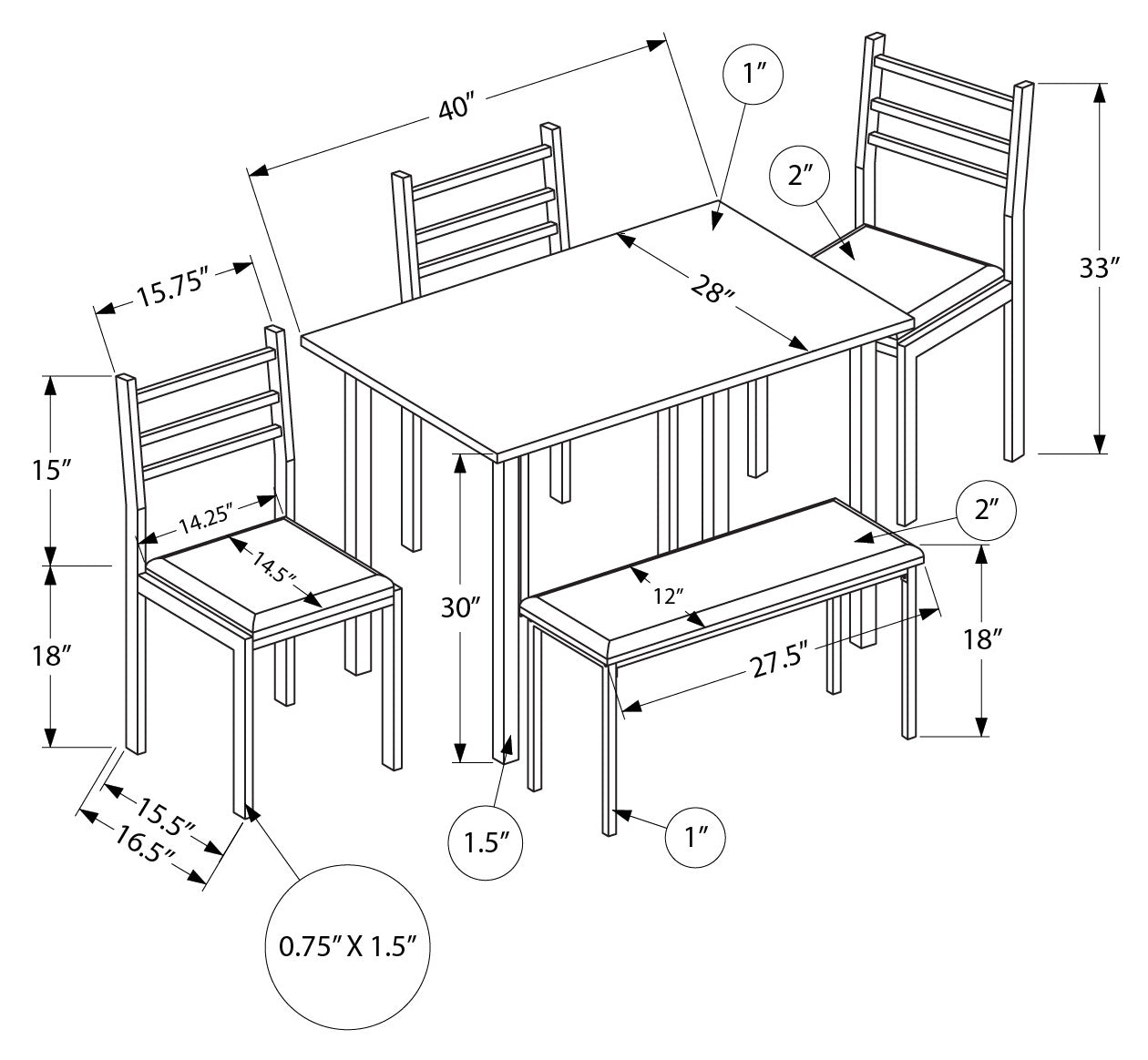 Ensemble de salle à manger 5 pièces 1031 
