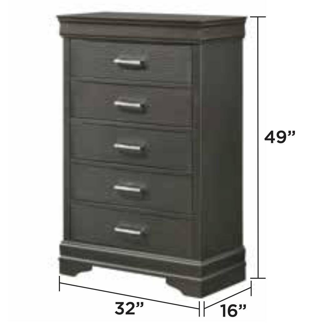Luxury Bedroom Set Queen – Gunmetal Grey