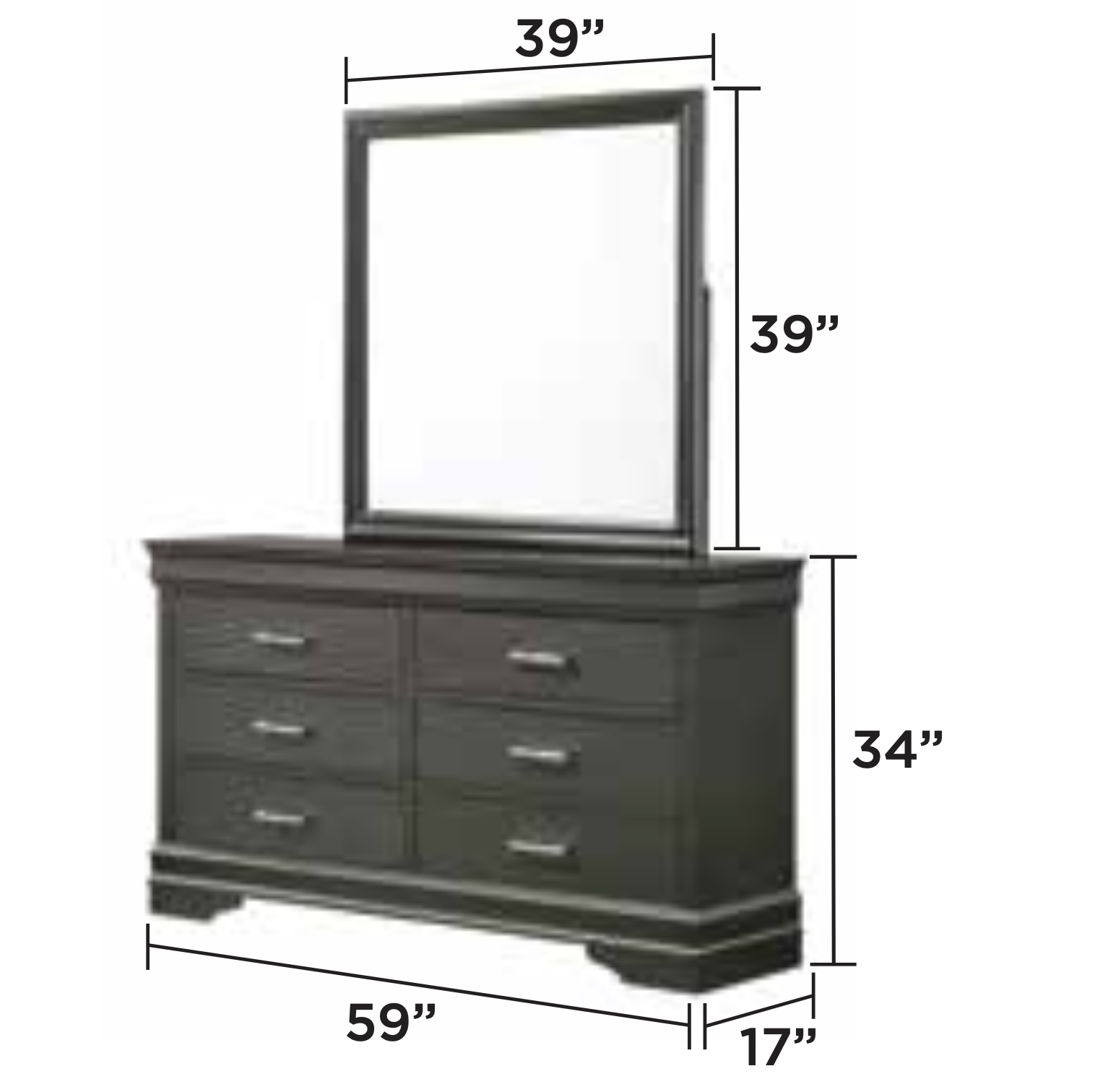Luxury Bedroom Set Queen – Gunmetal Grey