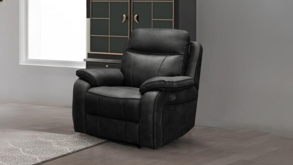 grey modern leather match recliner chair