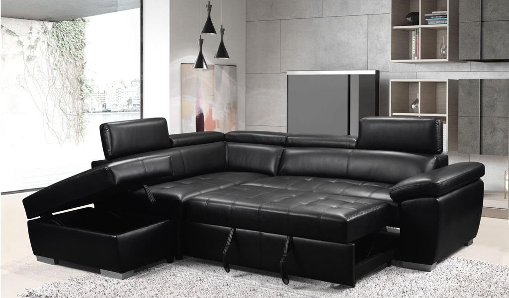 Canapé en cuir PU noir nano