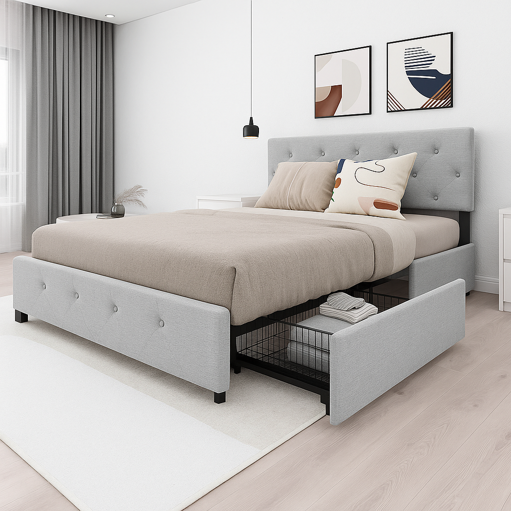 Queen bed with 4 drawers
