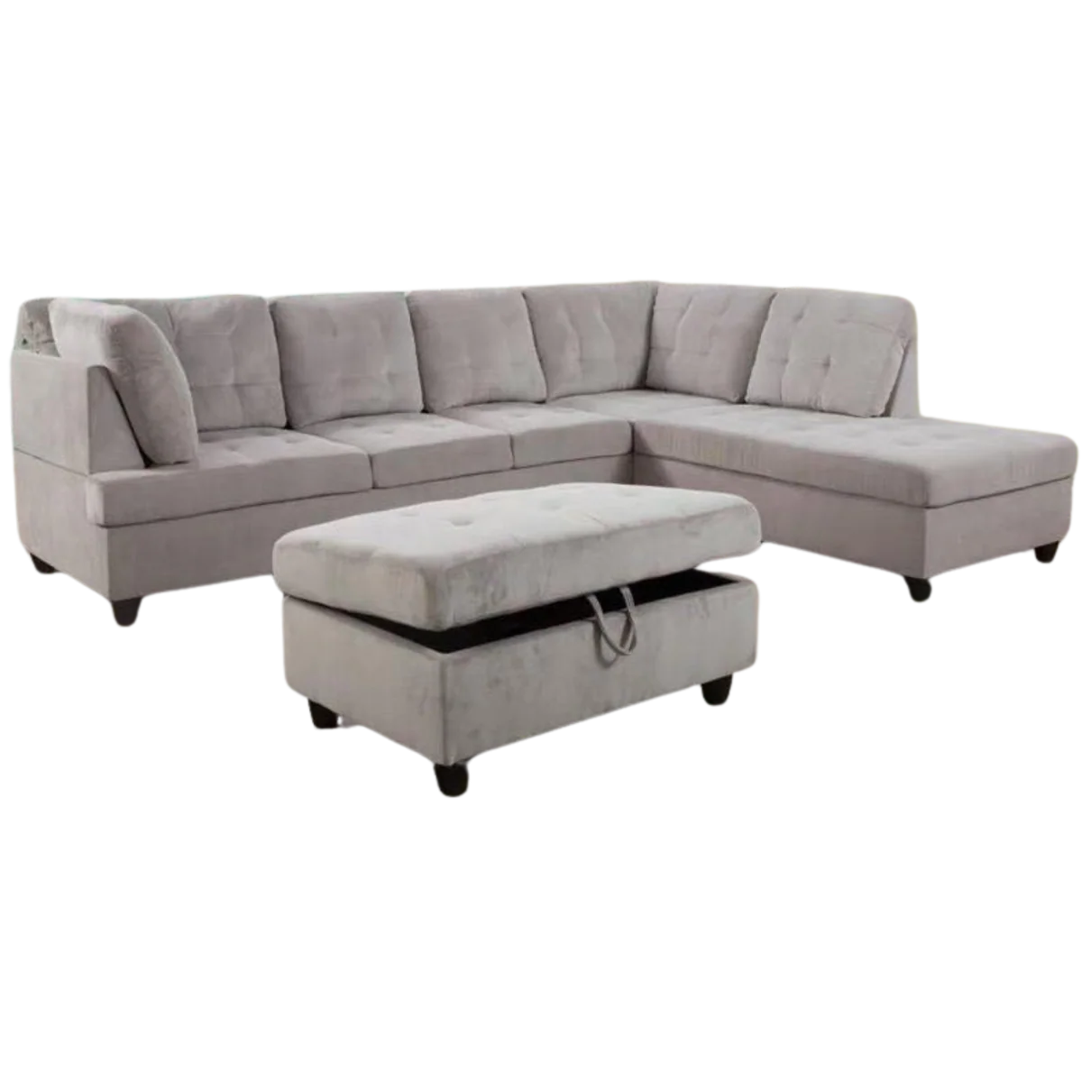 Canapé modulable gris clair avec pouf