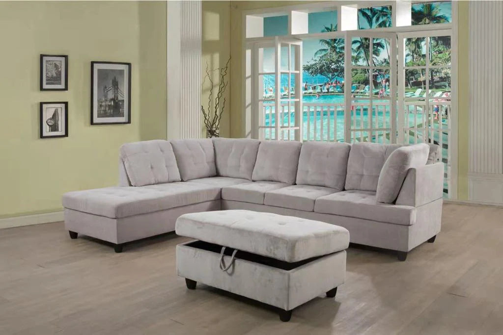 Canapé modulable gris clair avec pouf