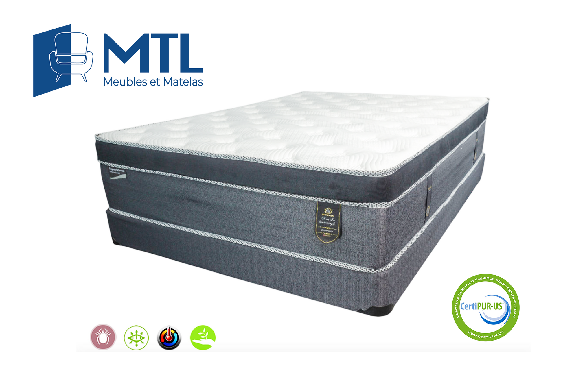 Emperor Dream mattress with bamboo and pocket coils – matela ferme à ressorts et mousse – colchón firme con bambú y soporte lumbar à Montréal