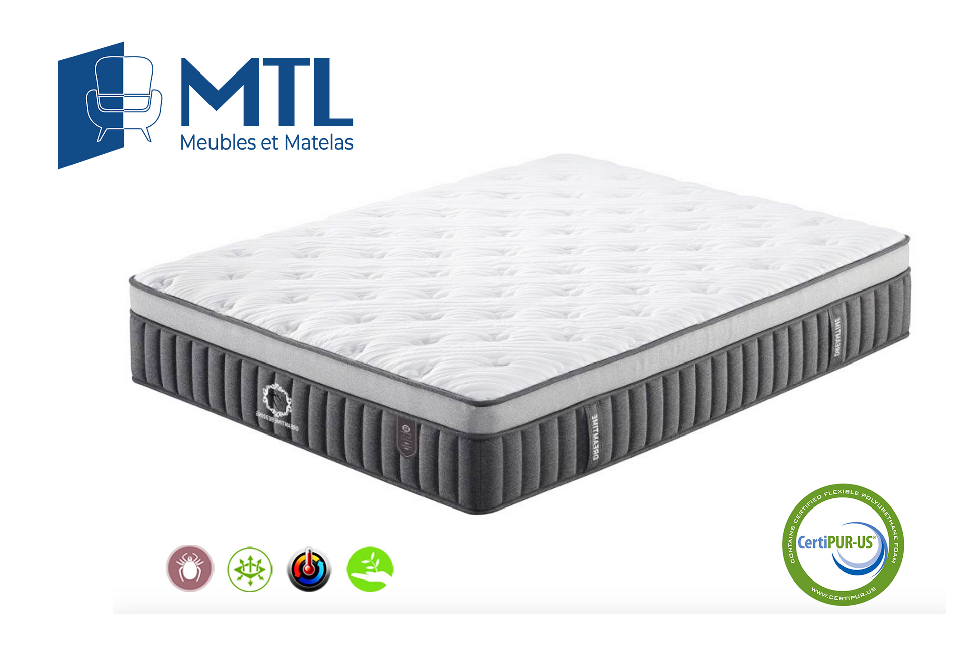 Hudson Deluxe mattress with Tencel and memory foam – matela écologique à ressorts ensachés – colchón sostenible con espuma elástica à Montréal