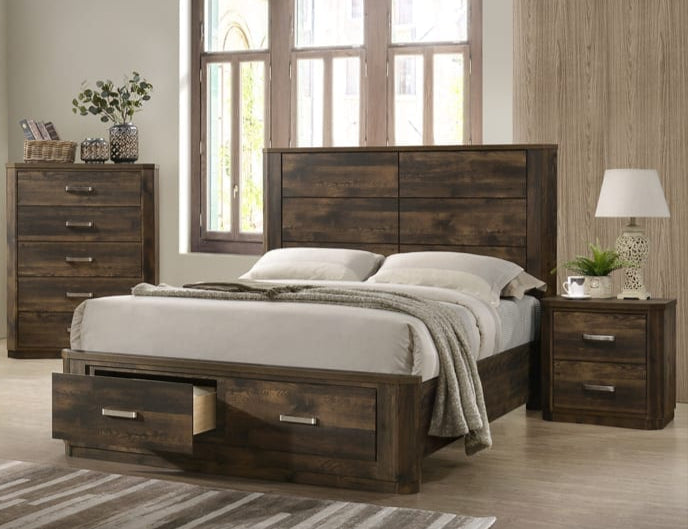 Refined Rustik – King Walnut Storage Bedroom Set